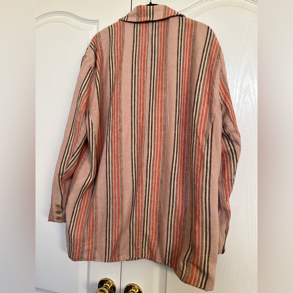 Free People Pink and Cream Striped Blazer - Picture 2 of 12